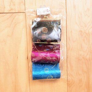 x3 Small Silk Coin Jewelry Holders Wallets Cases Bundle Lot Great for small gift